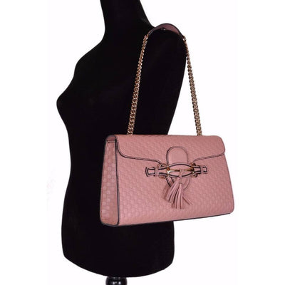 Gucci Women's Pink Emily Microguccissima Medium Leather Chain Bag 449635