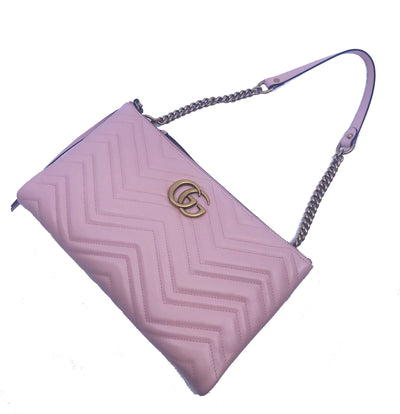 Gucci Women's Pink Leather Marmont Apollo GG Shoulder Handbag 453192