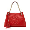 Gucci Women's Red Leather SOHO Chain Embossed GG Logo Handbag 308982