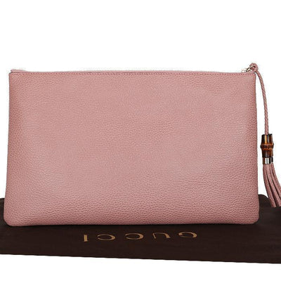 Gucci Women's Soft Pink Large Bamboo Clutch 449653