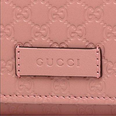 Gucci Women's Soft Pink GG Microguccissima Continental Flap Leather Wallet 449396