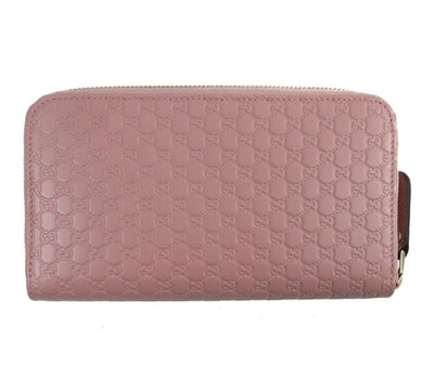 Gucci Women's Soft Pink Microguccissima GG Zip Around Leather Wallet 449391