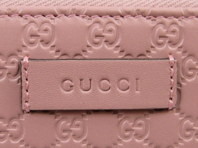 Gucci Women's Soft Pink Microguccissima GG Zip Around Leather Wallet 449391