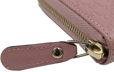 Gucci Women's Soft Pink Microguccissima GG Zip Around Leather Wallet 449391