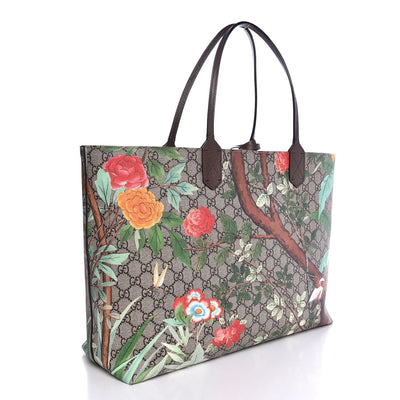 Gucci Women's Tian Patterned GG Supreme Canvas Large Shopping Tote 427015