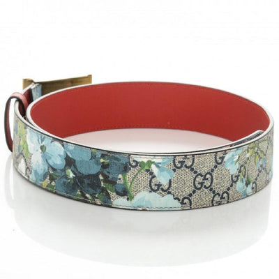 Gucci Womens Blooms GG Canvas Leather Tiger Head Buckle Belt 90/36 546384