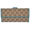 Gucci Womens Canvas GG Logo Wallet With Deep Cobalt Leather Trim 231841