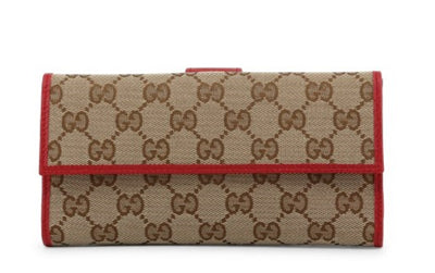 Gucci Womens Canvas GG Logo Wallet With Red Leather Trim 231841