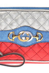 Gucci Womens Dionysus Quilted Silver Blue and Red Leather Gold Horsebit Phone Case 542202