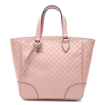 Gucci Womens GG Microguccissima Calf Leather Soft Pink Tote Crossbody Bag 449241