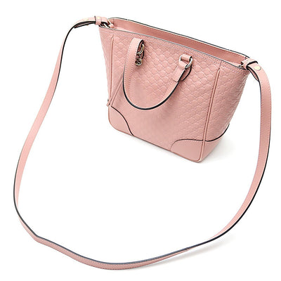 Gucci Womens GG Microguccissima Calf Leather Soft Pink Tote Crossbody Bag 449241