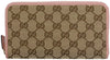 Gucci Womens GG Original Beige Logo Canvas Soft Pink Leather Trim Wallet 363423