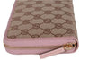 Gucci Womens GG Original Beige Logo Canvas Soft Pink Leather Trim Wallet 363423