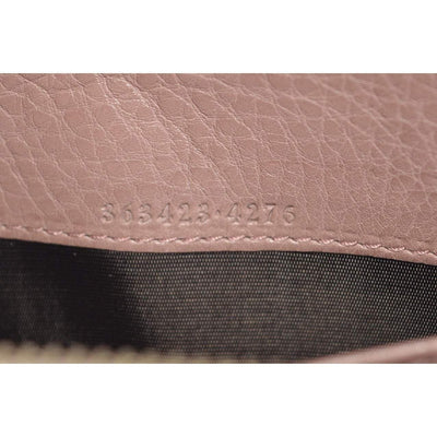 Gucci Womens GG Original Beige Logo Canvas Soft Pink Leather Trim Wallet 363423