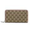 Gucci Womens GG Original Beige Logo Canvas Soft Pink Leather Trim Wallet 363423