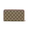 Gucci Womens GG Original Beige Logo Canvas Soft Pink Leather Trim Wallet 363423