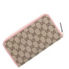 Gucci Womens GG Original Beige Logo Canvas Soft Pink Leather Trim Wallet 363423