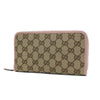 Gucci Womens GG Original Beige Logo Canvas Soft Pink Leather Trim Wallet 363423