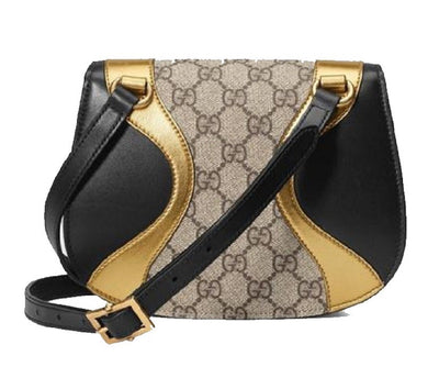 Gucci Womens GG Supreme Canvas Black Gold Osiride Shoulder Bag 500781