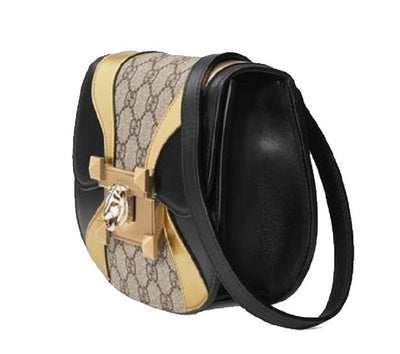 Gucci Womens GG Supreme Canvas Black Gold Osiride Shoulder Bag 500781