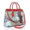 Gucci Womens GG Supreme Canvas Red Leather Blooms Blue Floral Satchel 546316