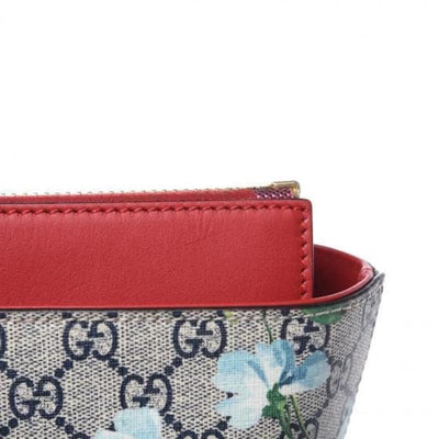 Gucci Womens GG Supreme Canvas Red Leather Blooms Blue Floral Tote 546315