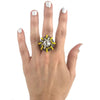 Gucci Womens Metal Center Glass Pearl With Spikes and Yellow Beads Ring 425194