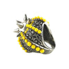 Gucci Womens Metal Center Glass Pearl With Spikes and Yellow Beads Ring 425194