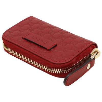 Gucci Womens Microguccissima Rosso Red Soft Leather Zip Around Money Case 449896