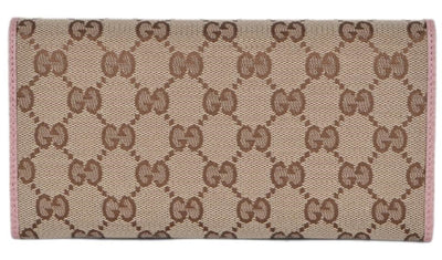 Gucci Womens Original Beige GG Canvas Pink Continental Wallet 346058