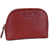 Gucci Womens Red Leather Micro GG Guccissima Cosmetic Bag 449893