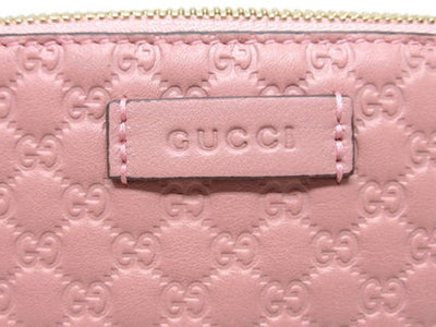 Gucci Womens Soft Pink Microguccissima GG Logo Leather Zip Cosmetic Case 449894