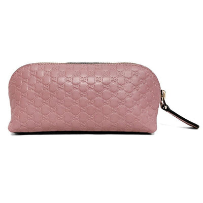 Gucci Womens Soft Pink Microguccissima GG Logo Leather Zip Cosmetic Case 449894