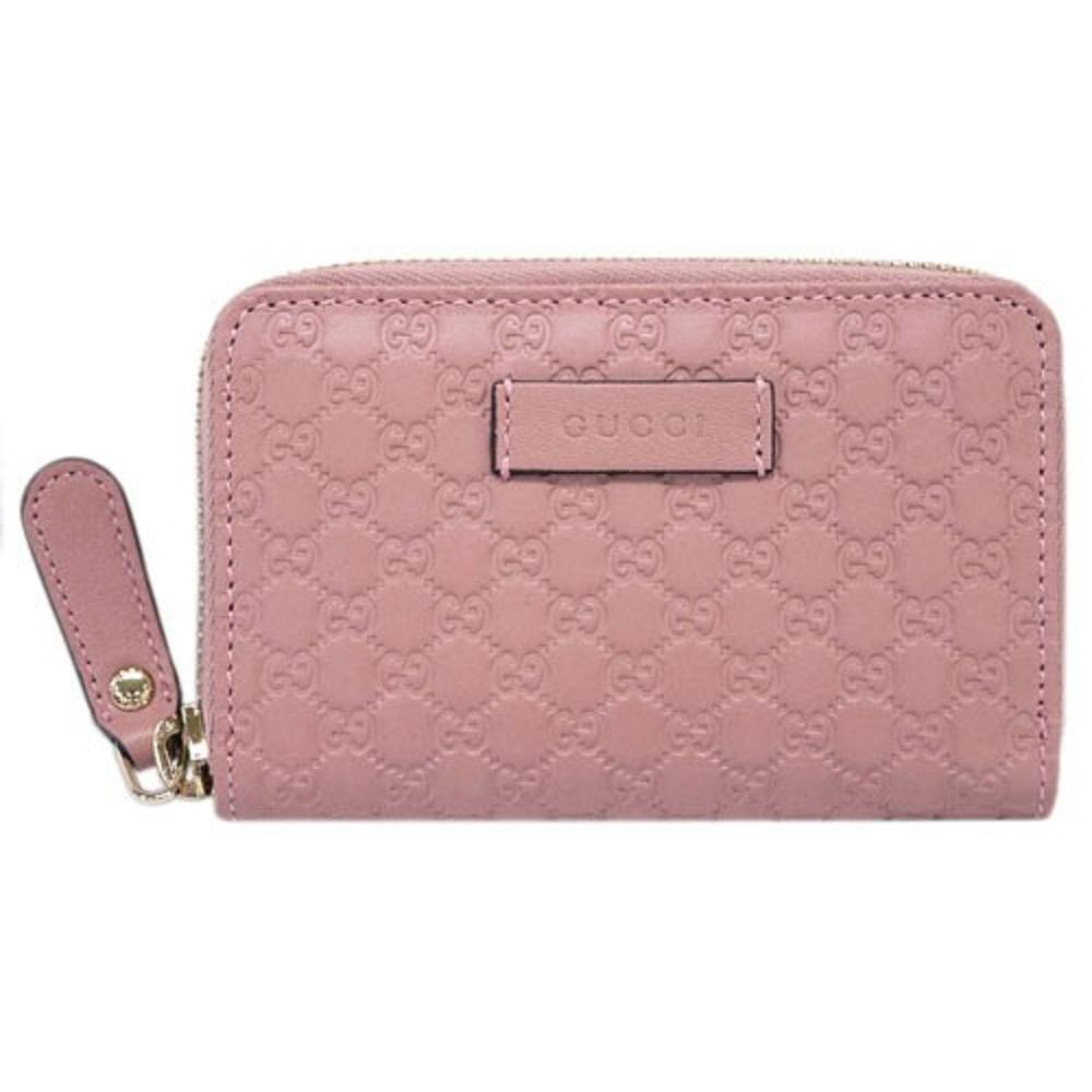 Gucci Womens Soft Pink Microguccissma GG Zip Around Money Case Wallet 544249