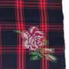 Gucci Womens Tartan Roses Midnight Blue and Red Plaid Wool Scarf 481896