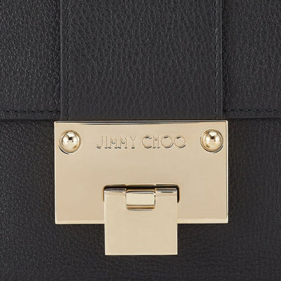 Jimmy Choo Black Grainy Calf Leather Cross Body Bag Silver Hardware OGRC|028