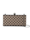 Jimmy Choo Black Satin Polka Dot Flocked Mesh/Cube Clasp Clutch  OLC | 010003