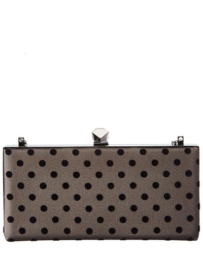 Jimmy Choo Black Satin Polka Dot Flocked Mesh/Cube Clasp Clutch  OLC | 010003