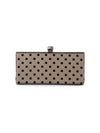 Jimmy Choo Black Satin Polka Dot Flocked Mesh/Cube Clasp Clutch  OLC | 010003