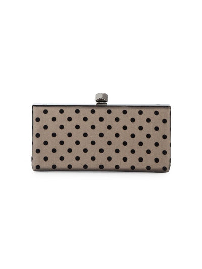 Jimmy Choo Black Satin Polka Dot Flocked Mesh/Cube Clasp Clutch  OLC | 010003