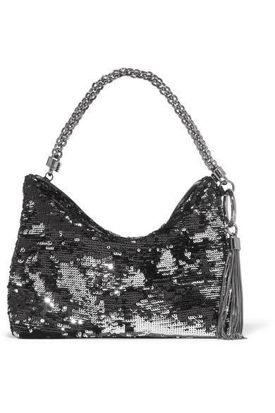 Jimmy Choo Callie Black/Silver Double Faced Sequin Handbag DFS/000071