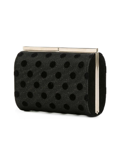 Jimmy Choo Cate LTO Black Mix Polka Dot Mesh Glitter Clutch J000067938001