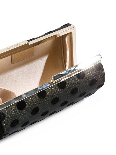 Jimmy Choo Cate LTO Black Mix Polka Dot Mesh Glitter Clutch J000067938001