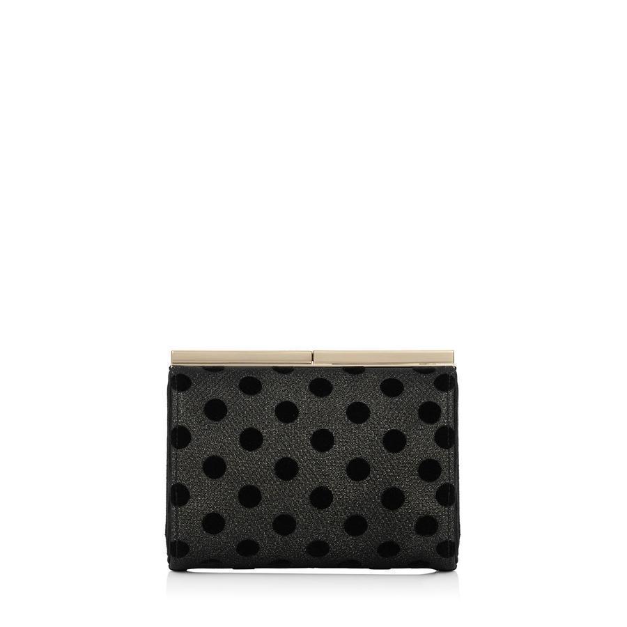 Jimmy Choo Cate LTO Black Mix Polka Dot Mesh Glitter Clutch J000067938001