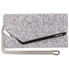 Jimmy Choo Emmie Painted Coarse Glitter Platinum Mix Fabric Clutch Handbag GTZ/OO0007