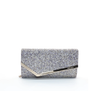 Jimmy Choo Emmie Painted Coarse Glitter Platinum Mix Fabric Clutch Handbag GTZ/OO0007