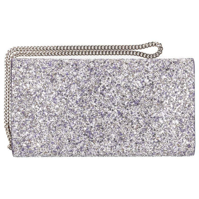 Jimmy Choo Emmie Painted Coarse Glitter Platinum Mix Fabric Clutch Handbag GTZ/OO0007