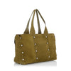 Jimmy Choo Lockett Suede & Metallic Shopper Green Olive Steel Satchel Tote