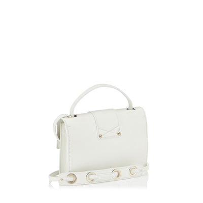 Jimmy Choo White Grainy Calf Leather Silver Hardware Cross Body Bag OGRC|028