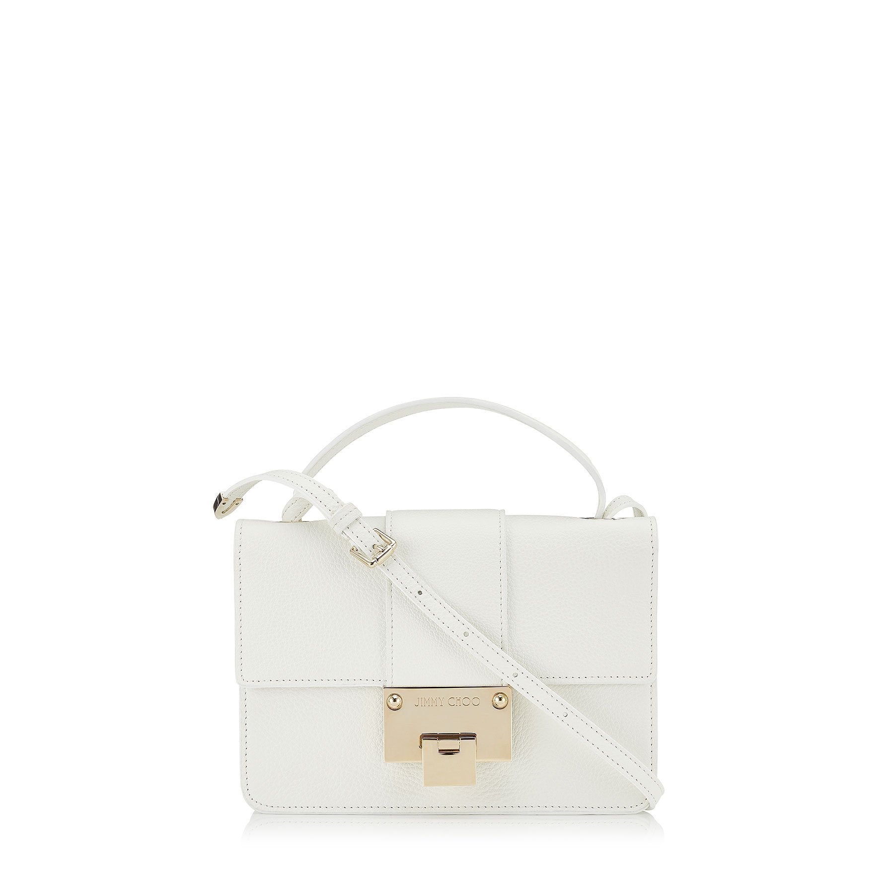 Jimmy Choo White Grainy Calf Leather Silver Hardware Cross Body Bag OGRC|028